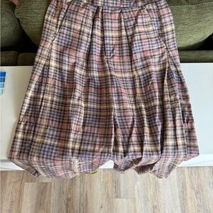 Free People Plaid Wide Leg Pants in Pink and Blue